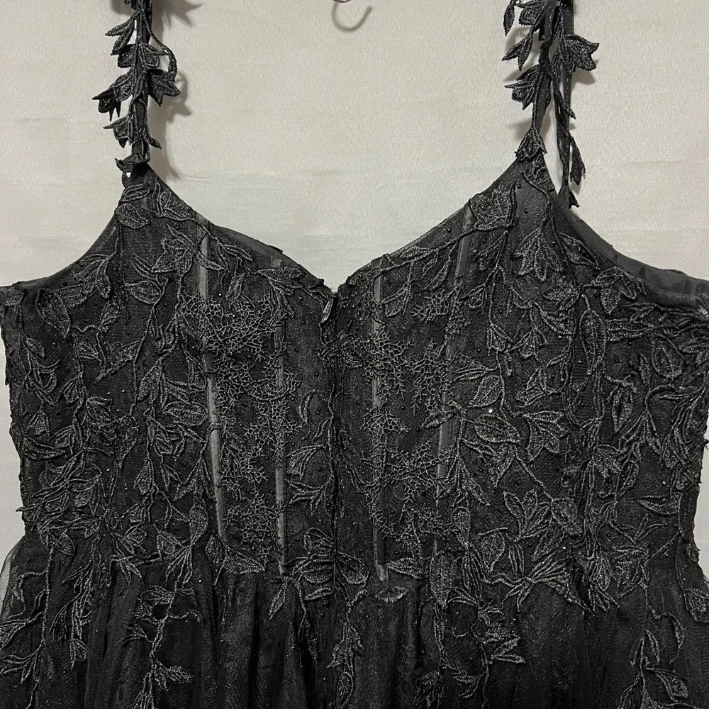 Black Lace Tulle Sheer Party Dress Homecoming Formal Mini‎ Whimsigoth Fairycore